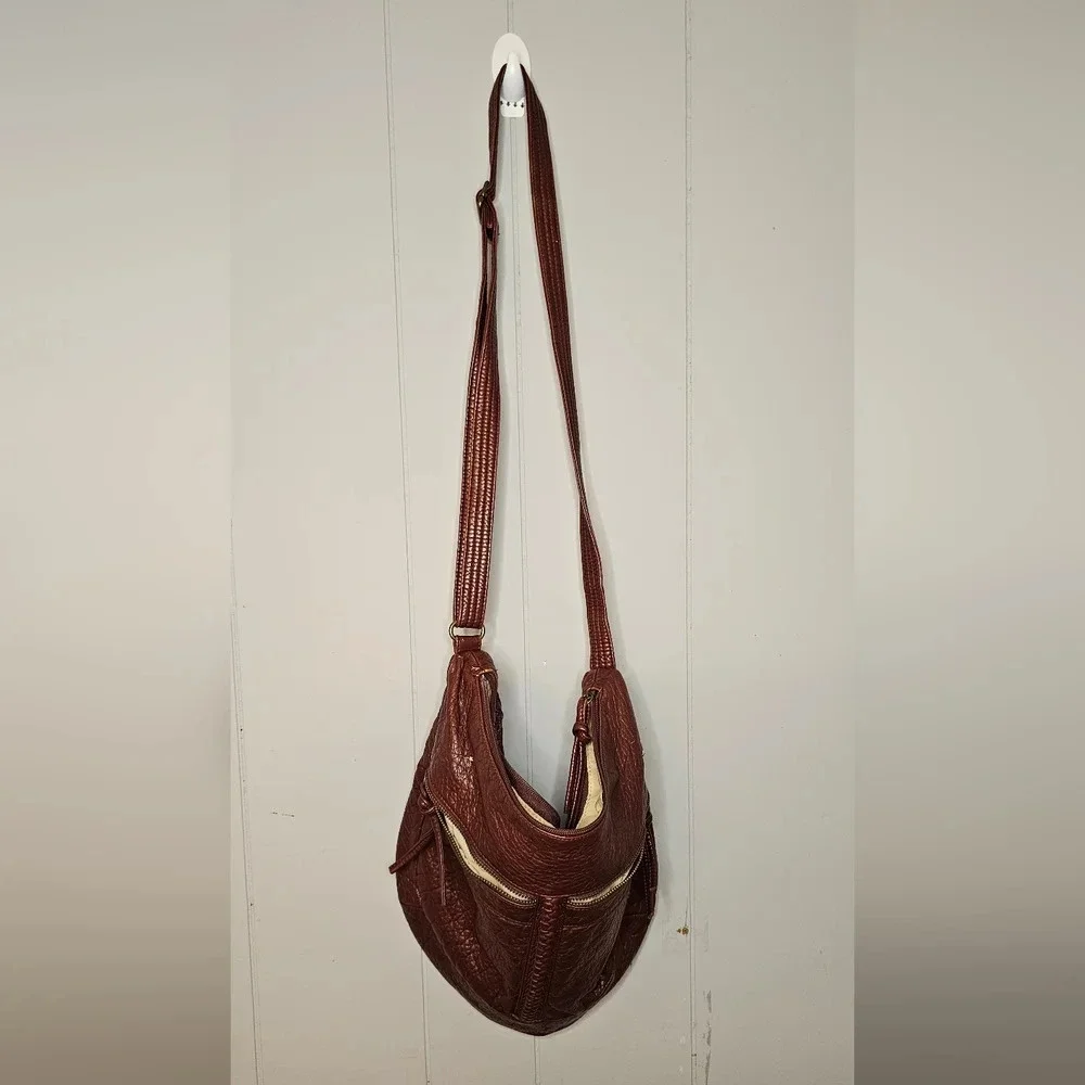 Vintage Hobo Leather Burgundy Bag Purse